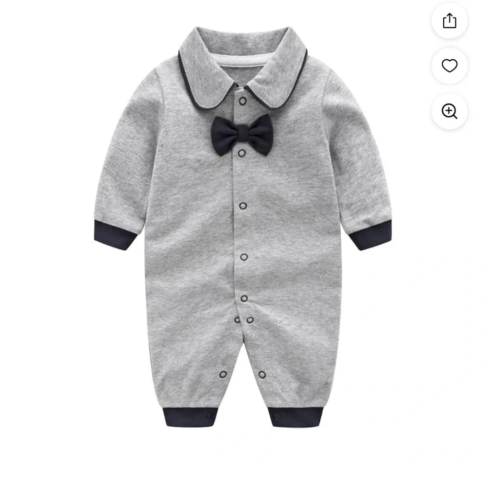 sdej Newborn Baby Boys Bowtie Collar , Suit Rompers Long Sleeves